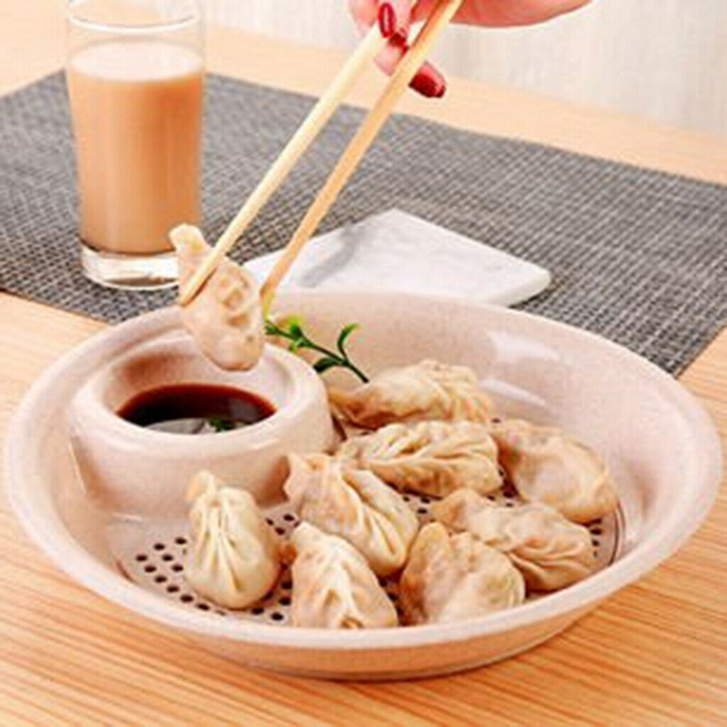 Double-Layer Dumplings Plate Fruit Washing Draining Drainer Snack Tray Beige