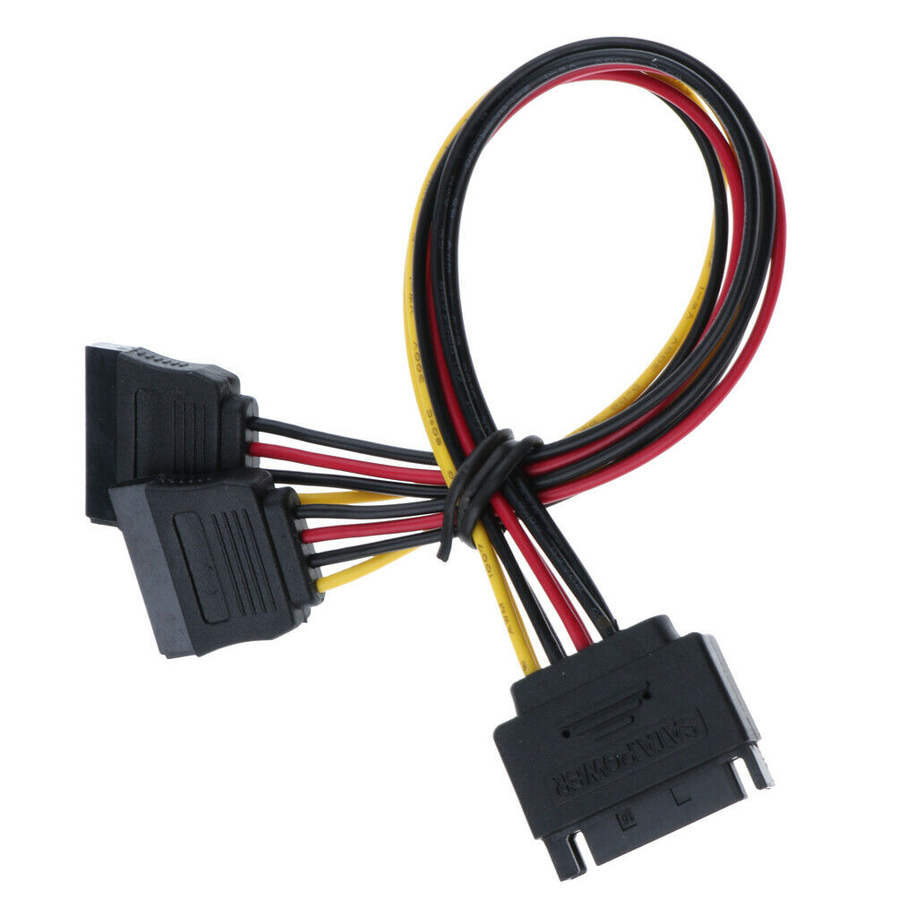 15 Pin SATA Male to Dual Female Power Adapter Extender Extension Cable