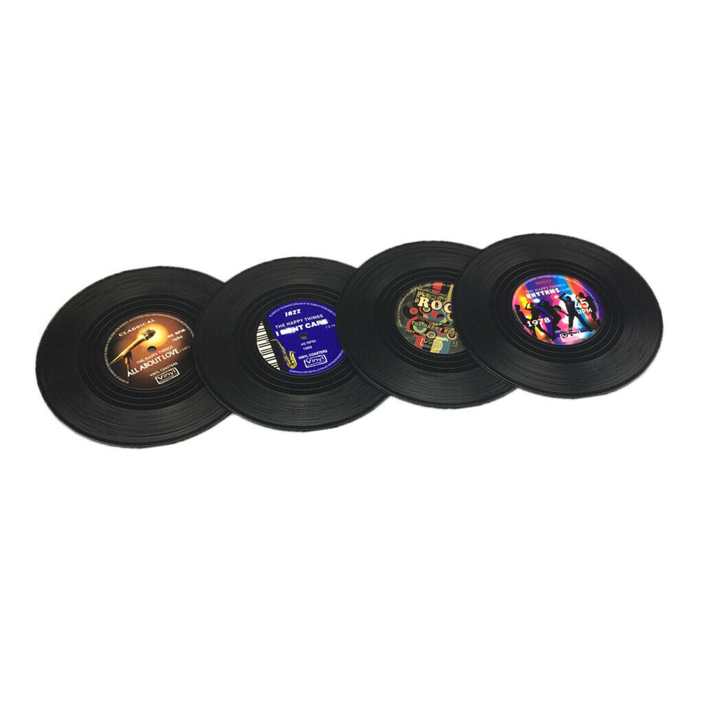 20 Pieces Cup Mat Insulated Silicone Coaster Black Vinyl Record 10cm in Dia