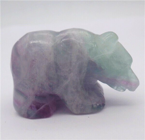 46x29x26mm Natural Fluorite Carved Bear Decoration Statue Home Decor Gift HH7734