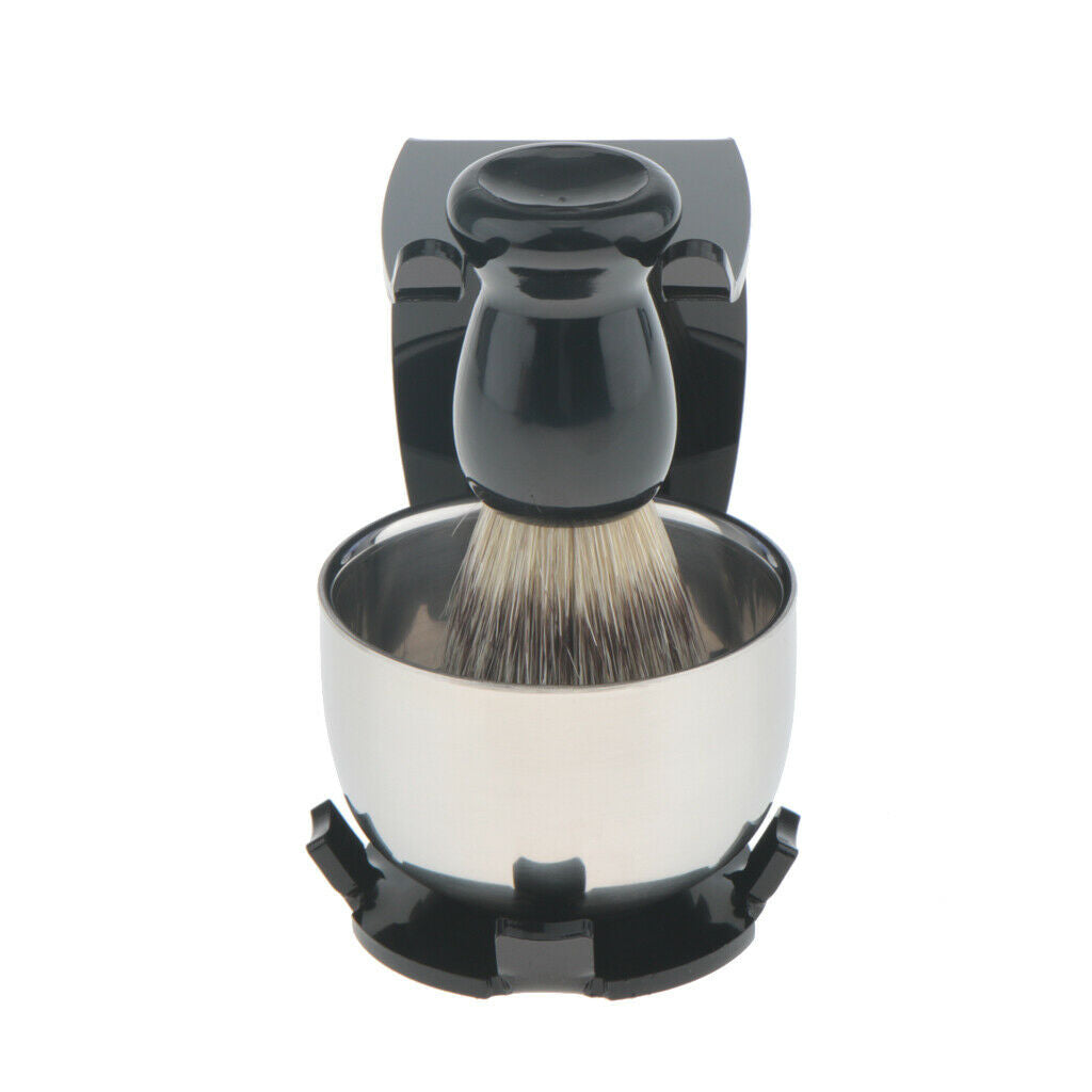 3pcs Stable  Holder Stand With Soft Bristle Shaving Brush Soap Mug Set