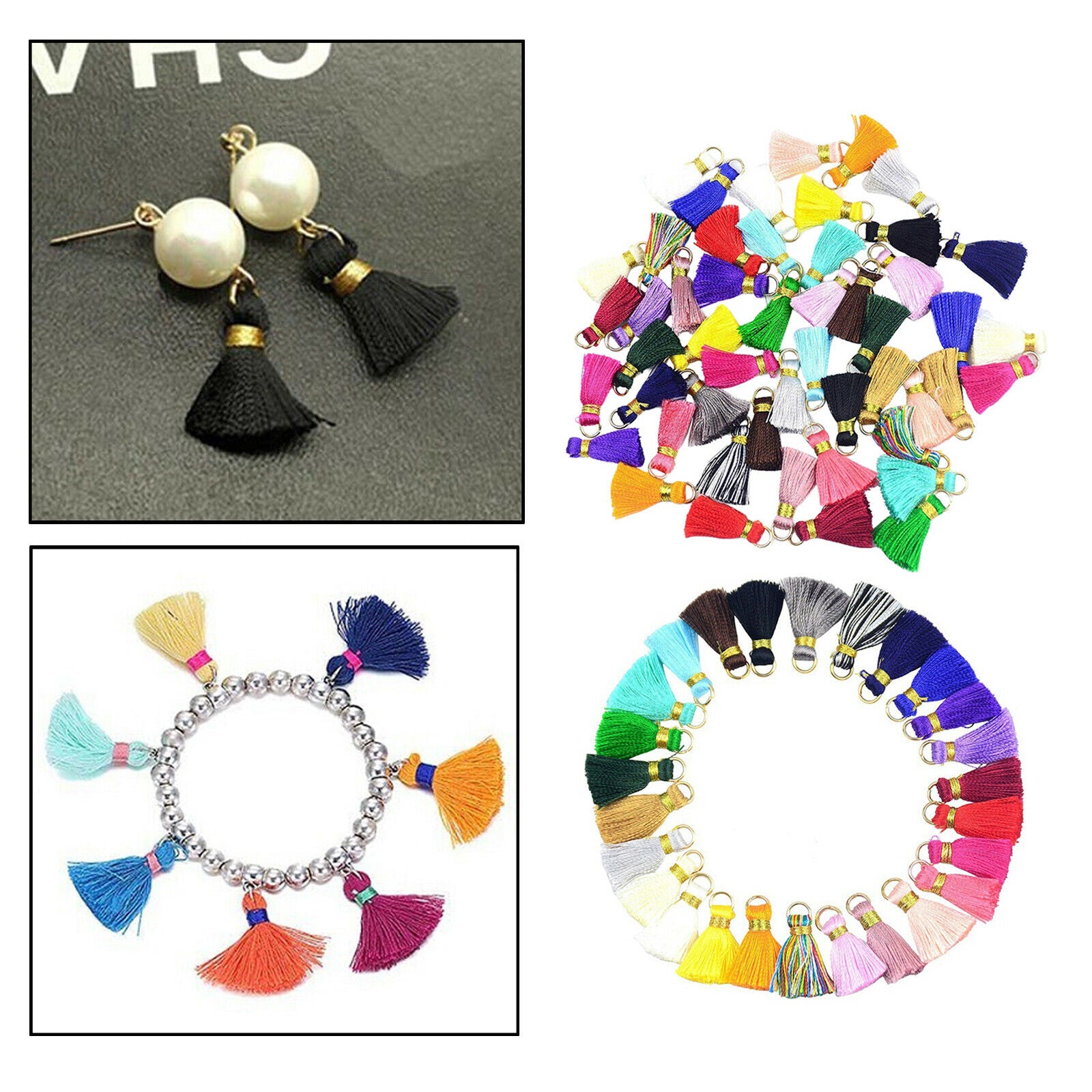 Charms Tassel Kit Bulk Mixed Color Metal Tassel Charm Pendants for DIY Woman
