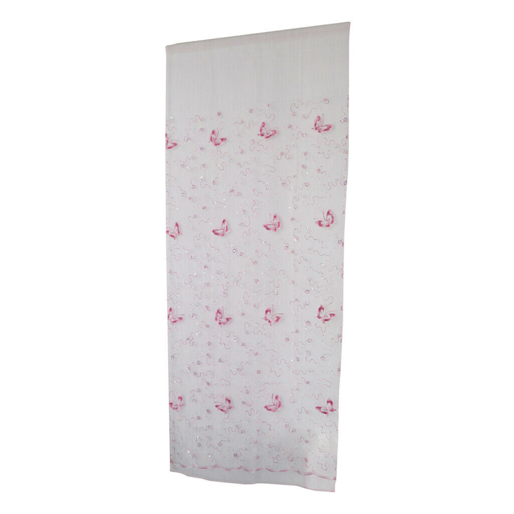 1 Piece Window Voile Sheer Curtain Valance Tiers  Pink_1x2.5m