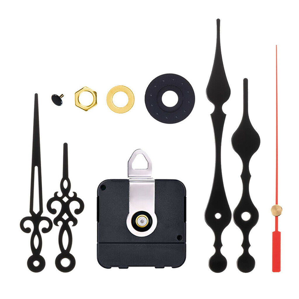Long Shaft Wall Clock Movement Mechanism Replace Tools Kits with 5 Hands