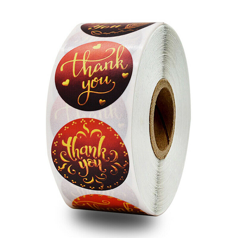 500pcs/roll red thank you stickers scrapbooking for package seal lab.l8
