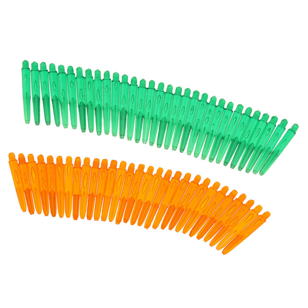 60Pcs 2BA Thread Plastic  Stems Shafts Soft Tip Darts Green & Orange