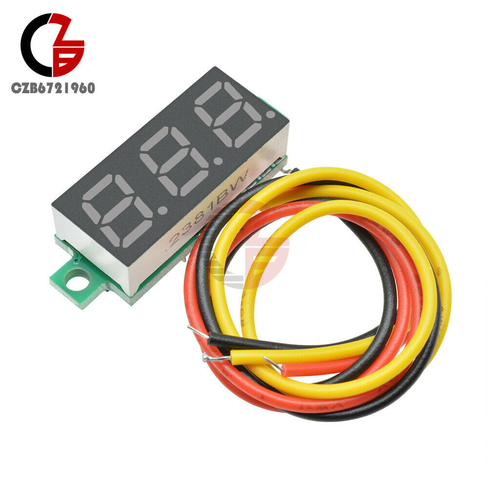 5Pcs 0.28" DC 0-100V Digital Tube Voltmeter 3Bit Red LED Panel 3 Wire Volt Meter