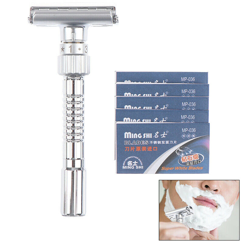 1Set Adjustable Double Edge Razor Shaving Razors Blades Zinc Alloy Manual ShBDA