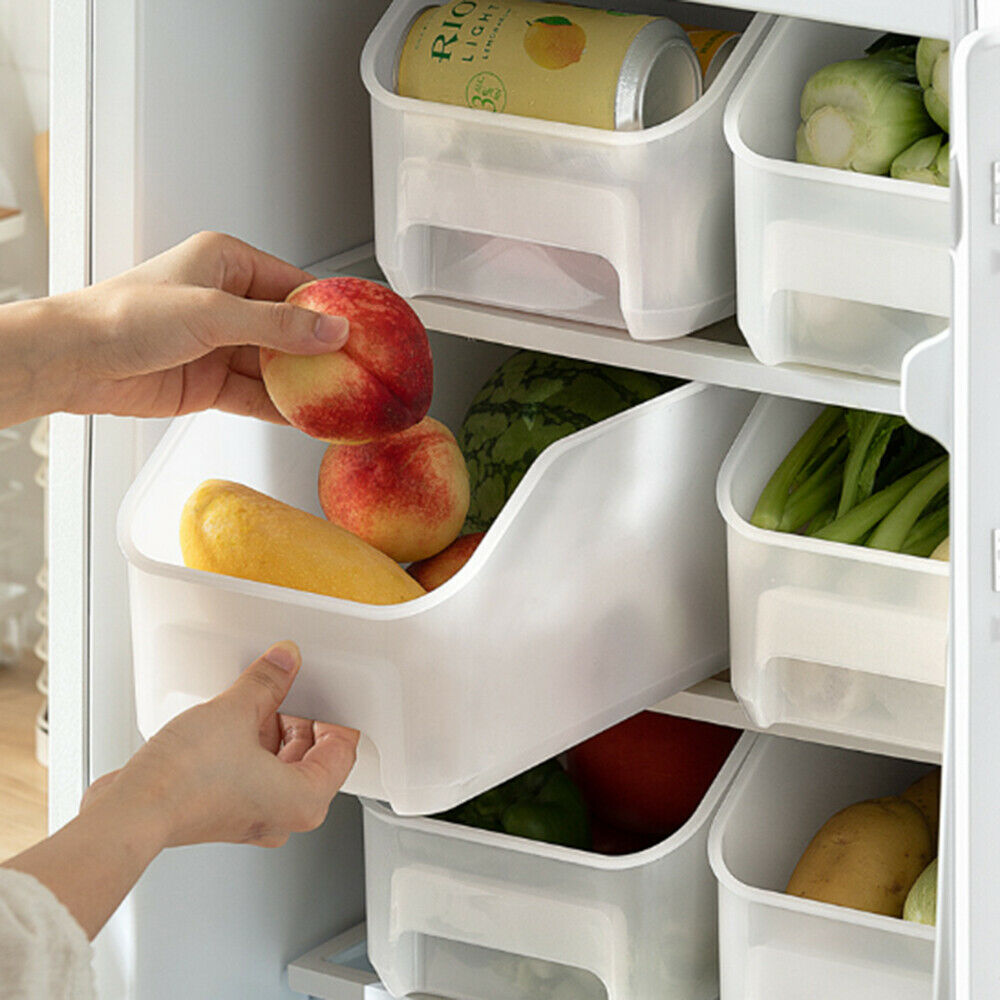 Kitchen Refrigerator Organizer Storage Box Food Container Fridge Spacer Rack