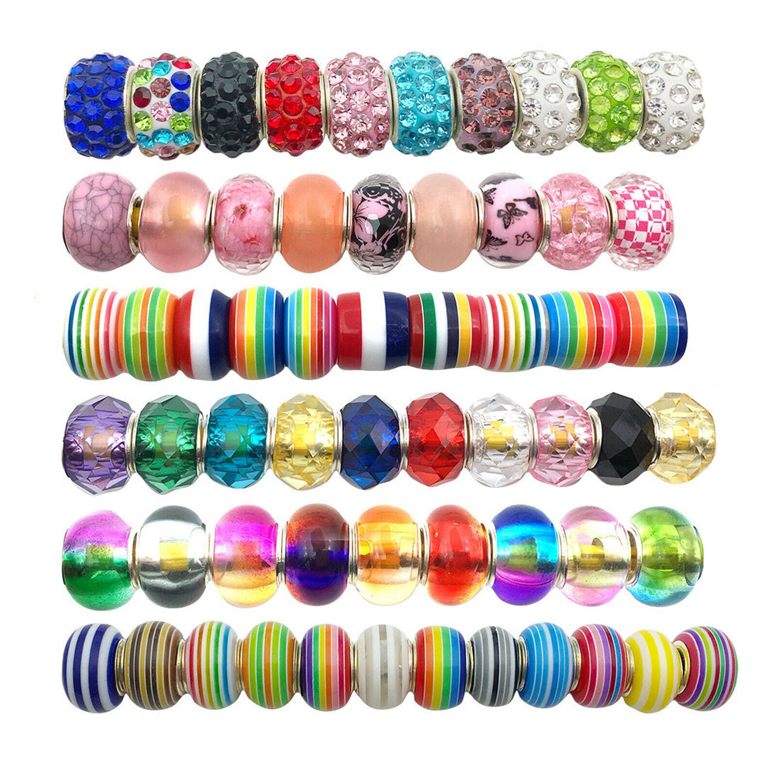 60 PCS DIY Beads Kids Craft Jewellery Making String Bead Round DIY Necklace