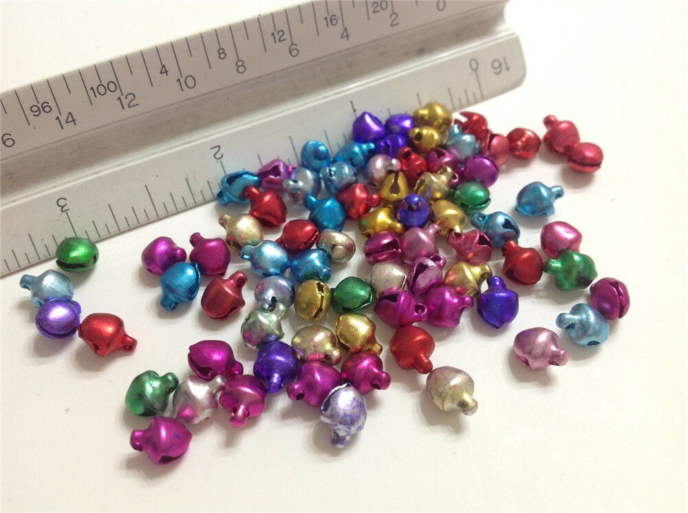 200Pcs/Set Mixed Colour Christmas Jingle Bells Charm Jewellery Beads 6mmX8mm