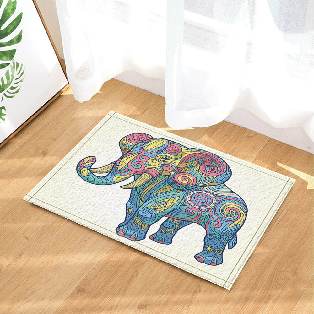 Colorful Elephant Non-slip Bath Mat Bathroom Bedroom Rug door Outdoor Mat