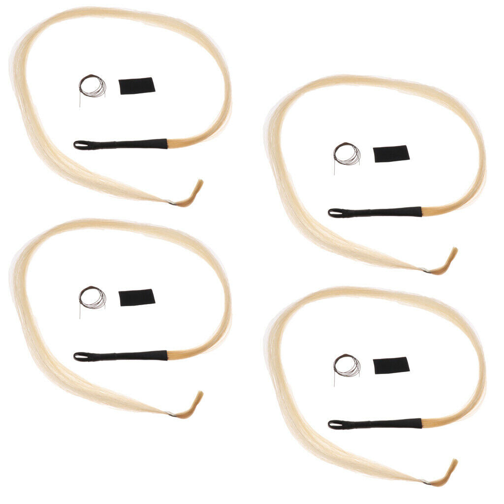 4pcs Horse Hair Mongolia Tail Violin Cello Erhu Bow Hairs for String Parts