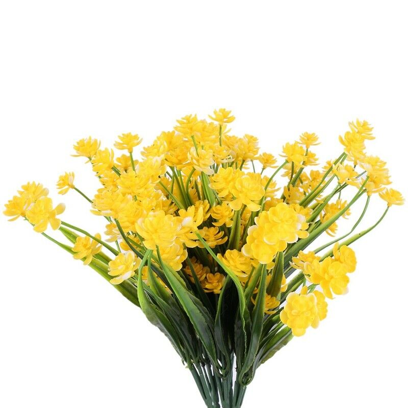 8Pcs Artificial Flowers Outdoor Uv Resistant Plants, 8 Branches Faux Plastic GE4