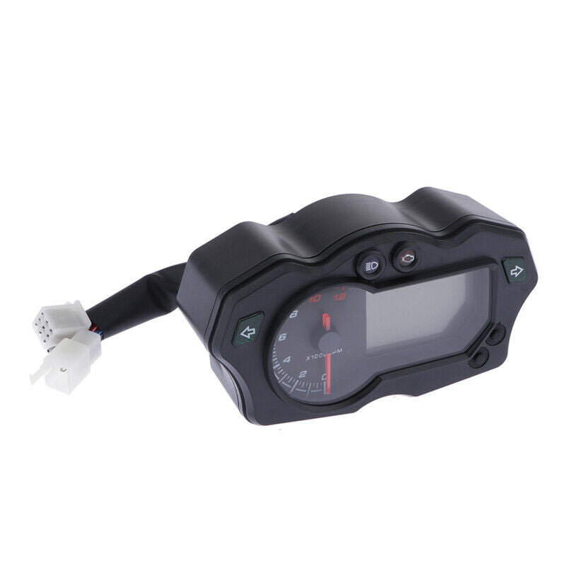 12000RPM 12V Motorcycle 7Color Backlight LCD Digital Speedometer Tacho Odo Gauge