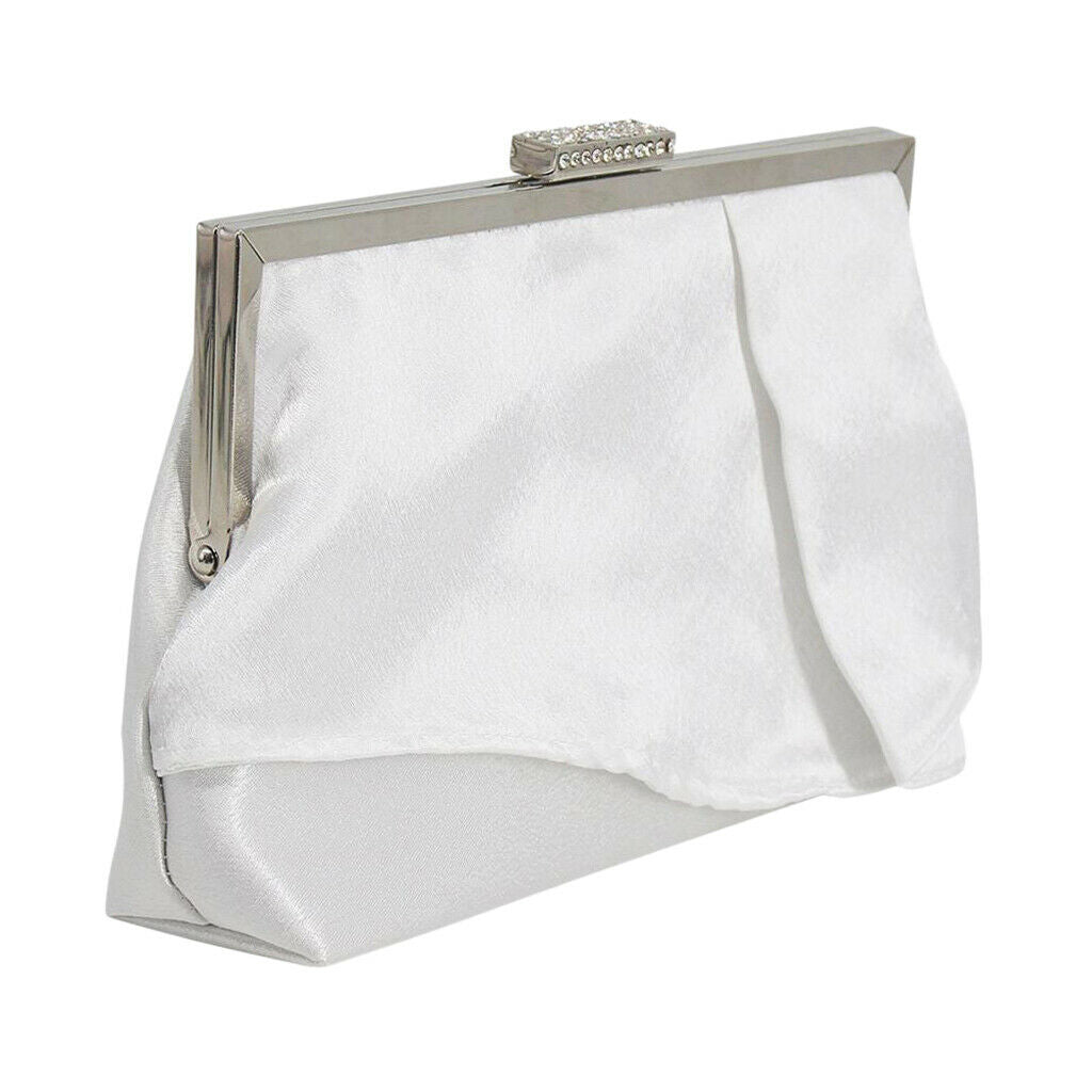 Women Clutch Evening Bag Pleated Satin Formal Wedding Cocktail Handbag Purse