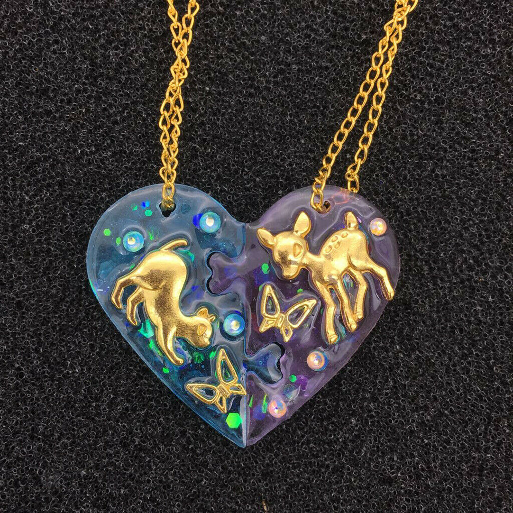 Puzzle heart pendant shape jewelry silicone mold split heart shapes, for