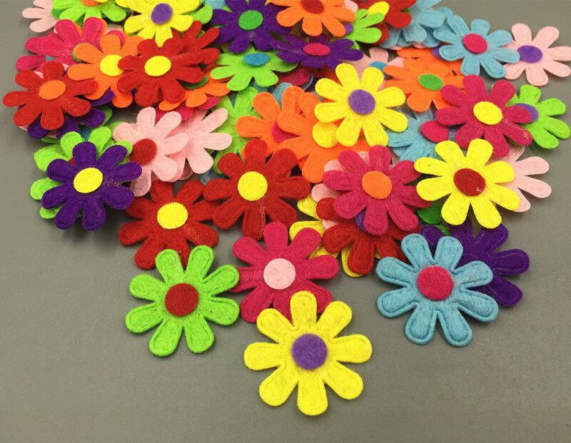 100Pcs  Flowers Felt Appliques Fabric Flower decoration Non-woven Crafts 27mm