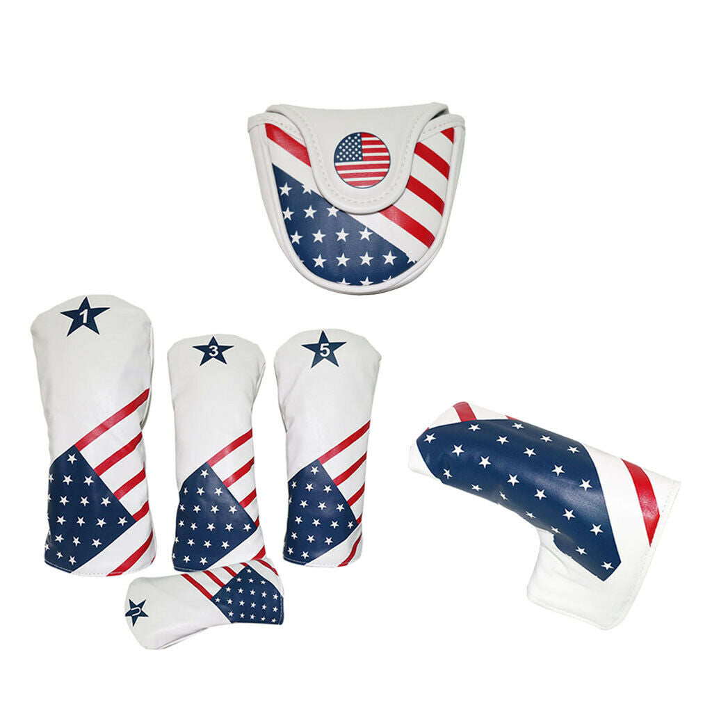 6x Golf Club Head Cover Magnetic Mallet Blade Cover  No. 1 3 5 UT Wood Headcover