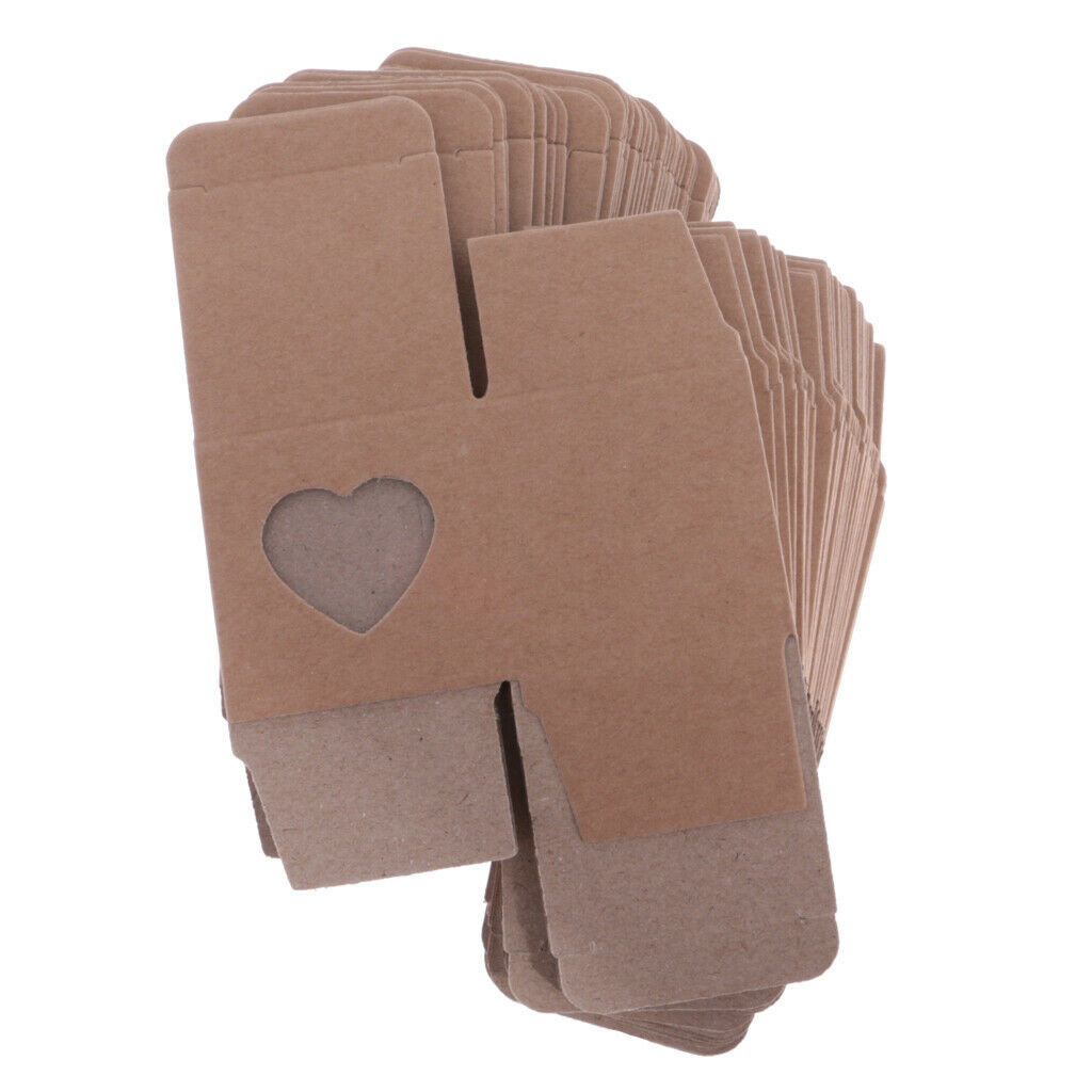 50 X Kraft Rustic Candy Gift Boxes Heart Window Decor Gift Favors