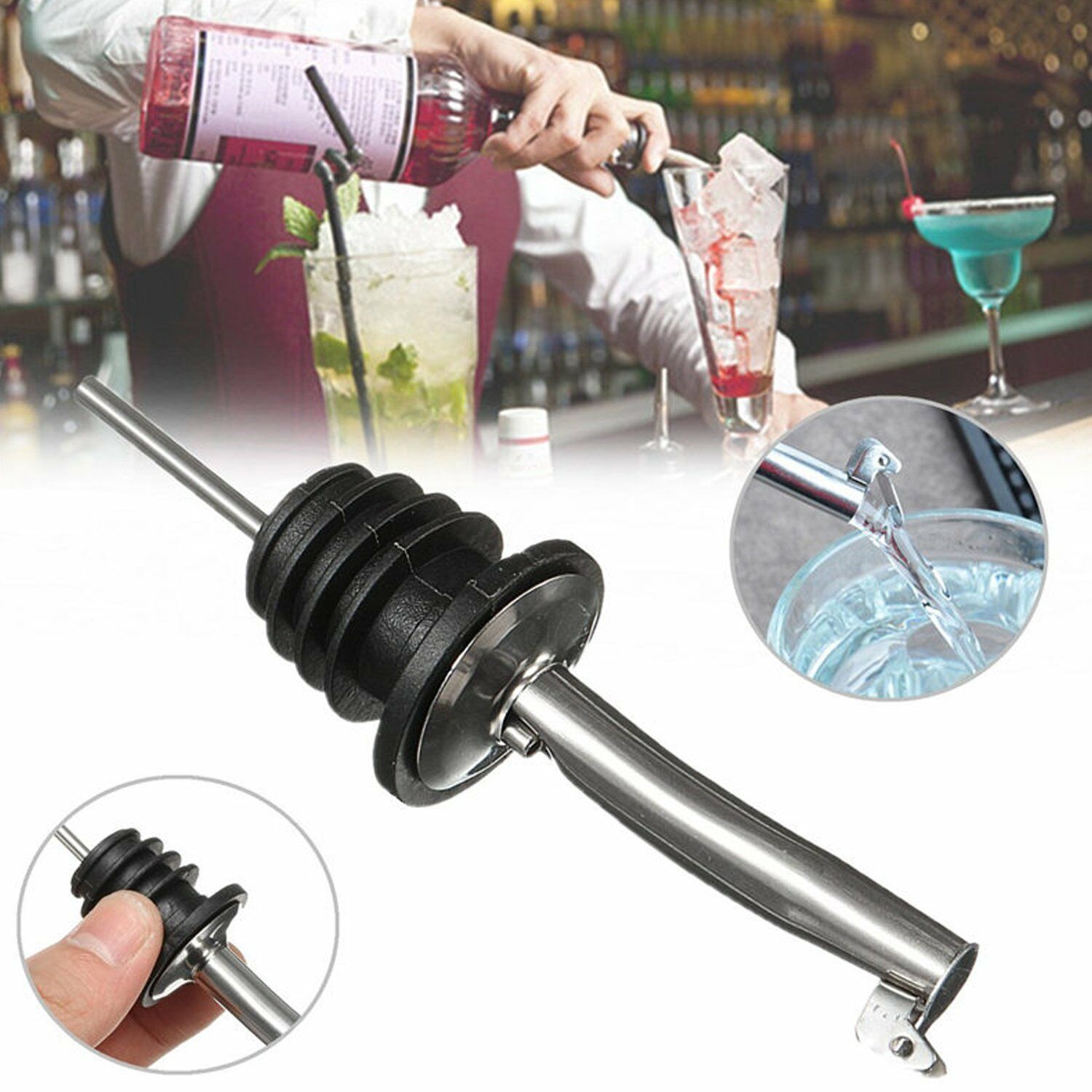 10 x 304 Stainless Steel Wine Pourers Bottle Stoppers Spouts Liquor Bar Oil Flow