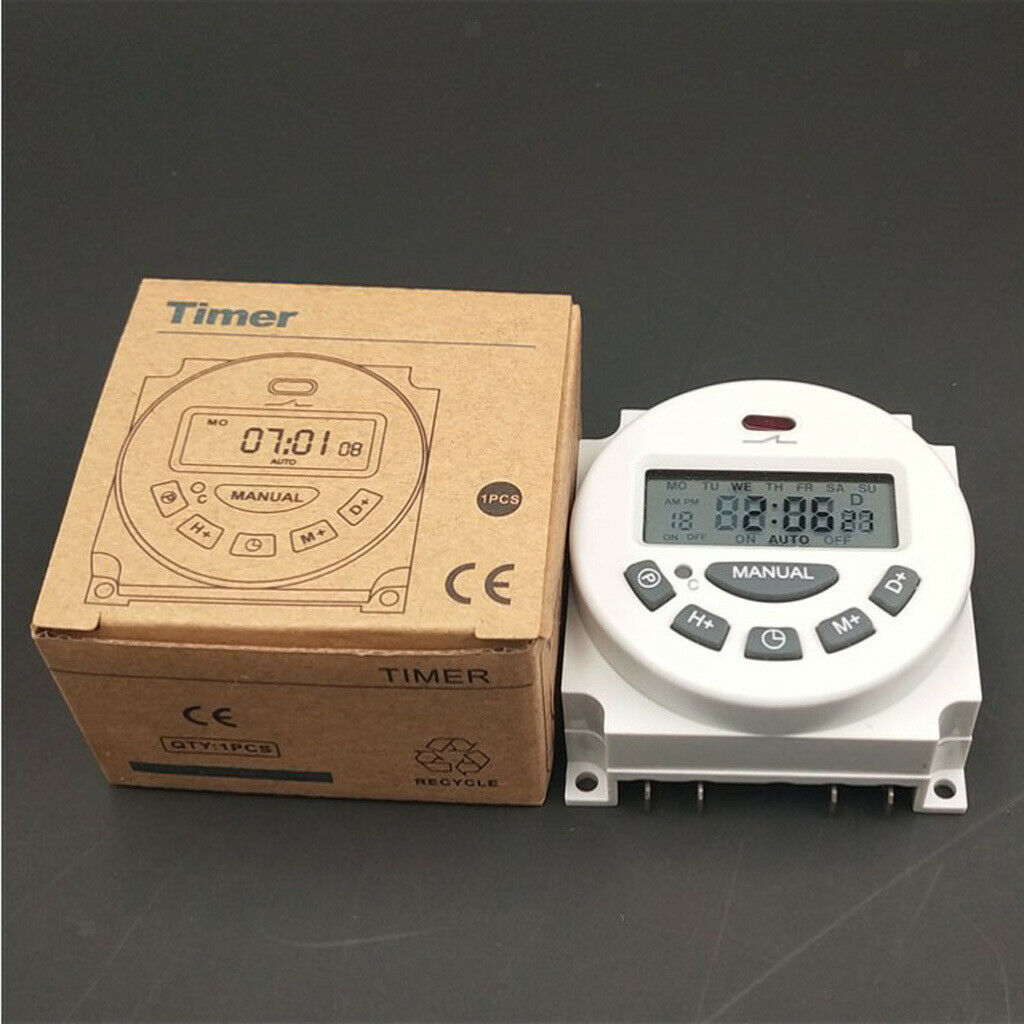 Digital Time Switch Weekly Programmable Electronic Lighting Daily Timer 220V