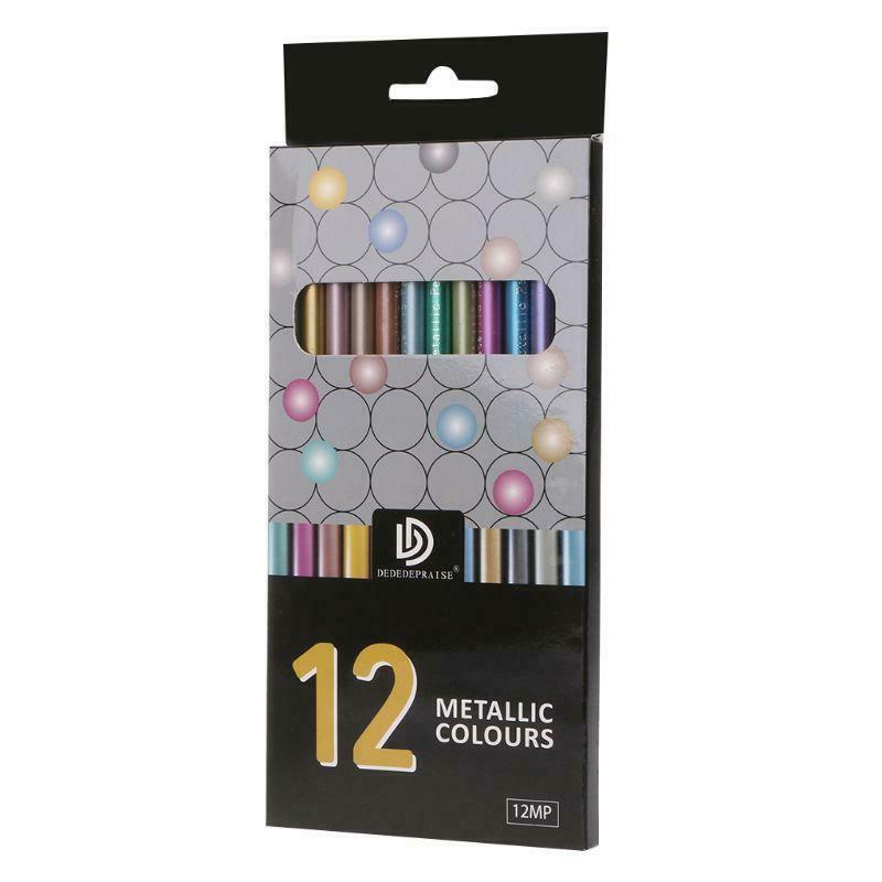 12Pcs Metallic Non-Toxic Colored Drawing Pencils 12 Color Drawing Sketching