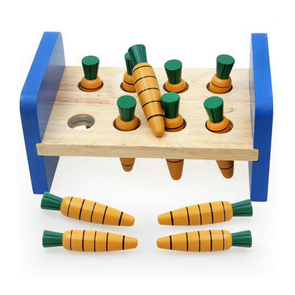 Baby Kids Child Hammering Knock Block Tables Wood Carrot Bench Toddler