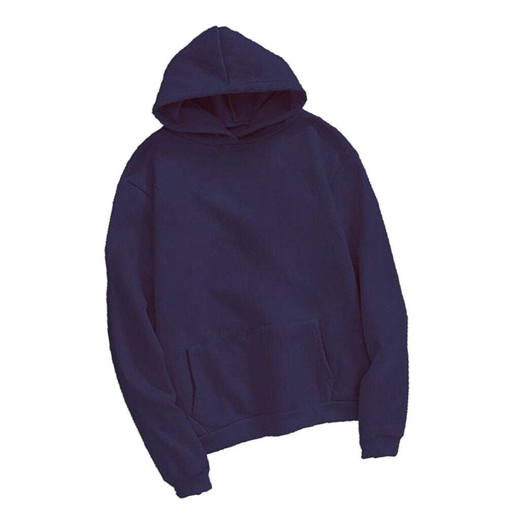 Womens Mens Hooded Fleece Sweatshirt Casual Basic Pullover Sweatshirt 4XL