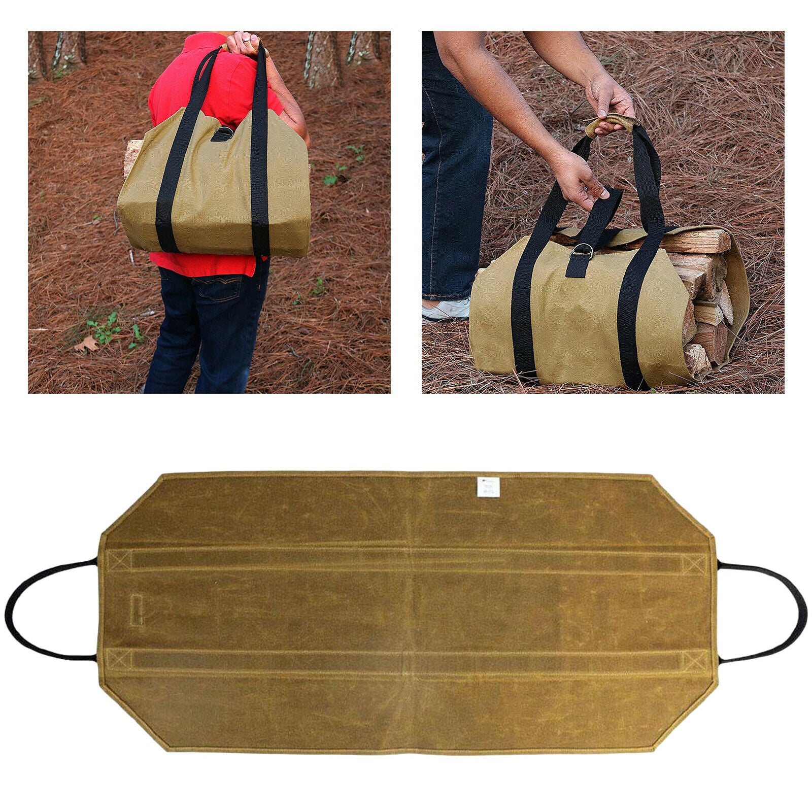 Large Capacity Canvas Log Carrier Bag Outdoor Firewood Holder Best Gifts