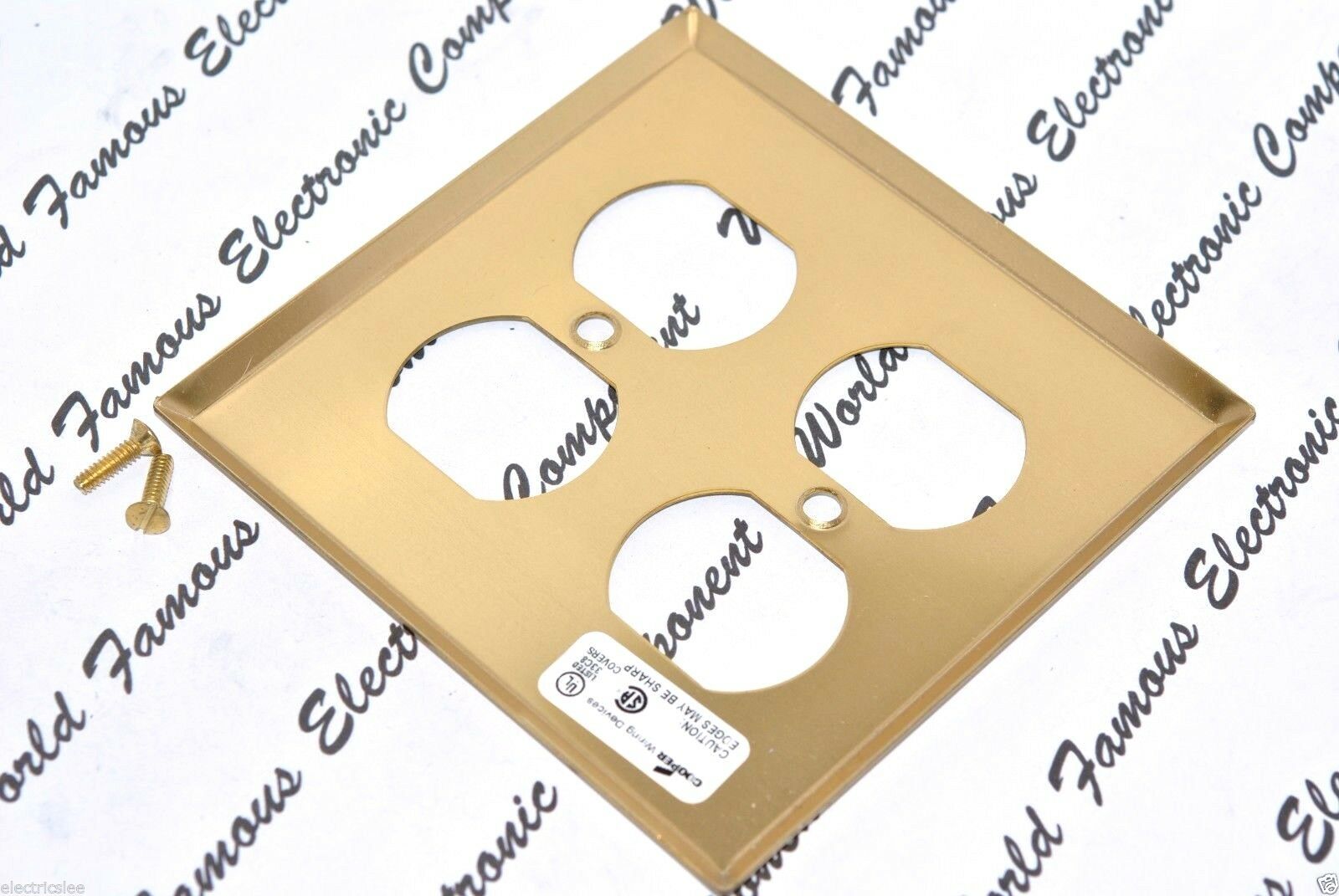 1pcs-COOPER 94102 Brass Duplex Receptacle Standard Size Wallplate 2-Gang