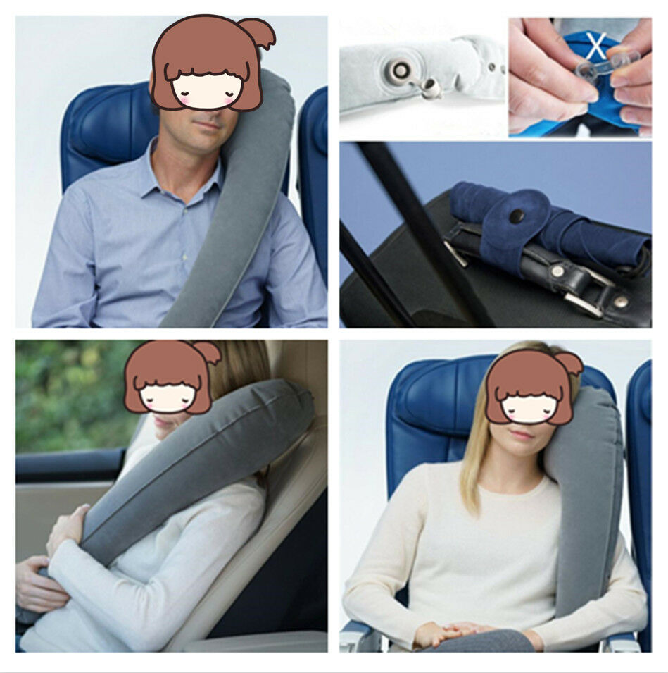 Grey Inflatable Travel Pillow Neck Pillow Adjustable Travel Accessories for Car