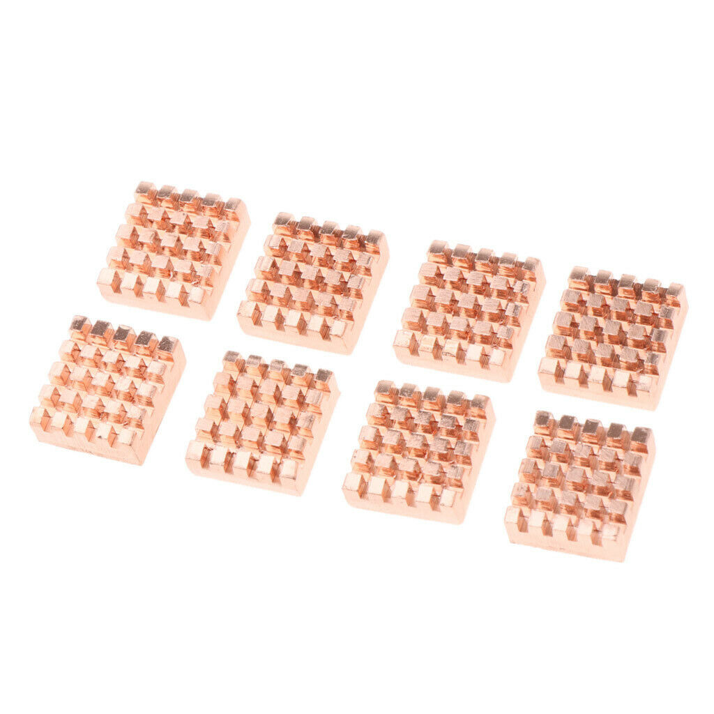 8x Copper Heatsink Chipset DDR RAM Cooler Heat Sinks Radiator Cooling Fin