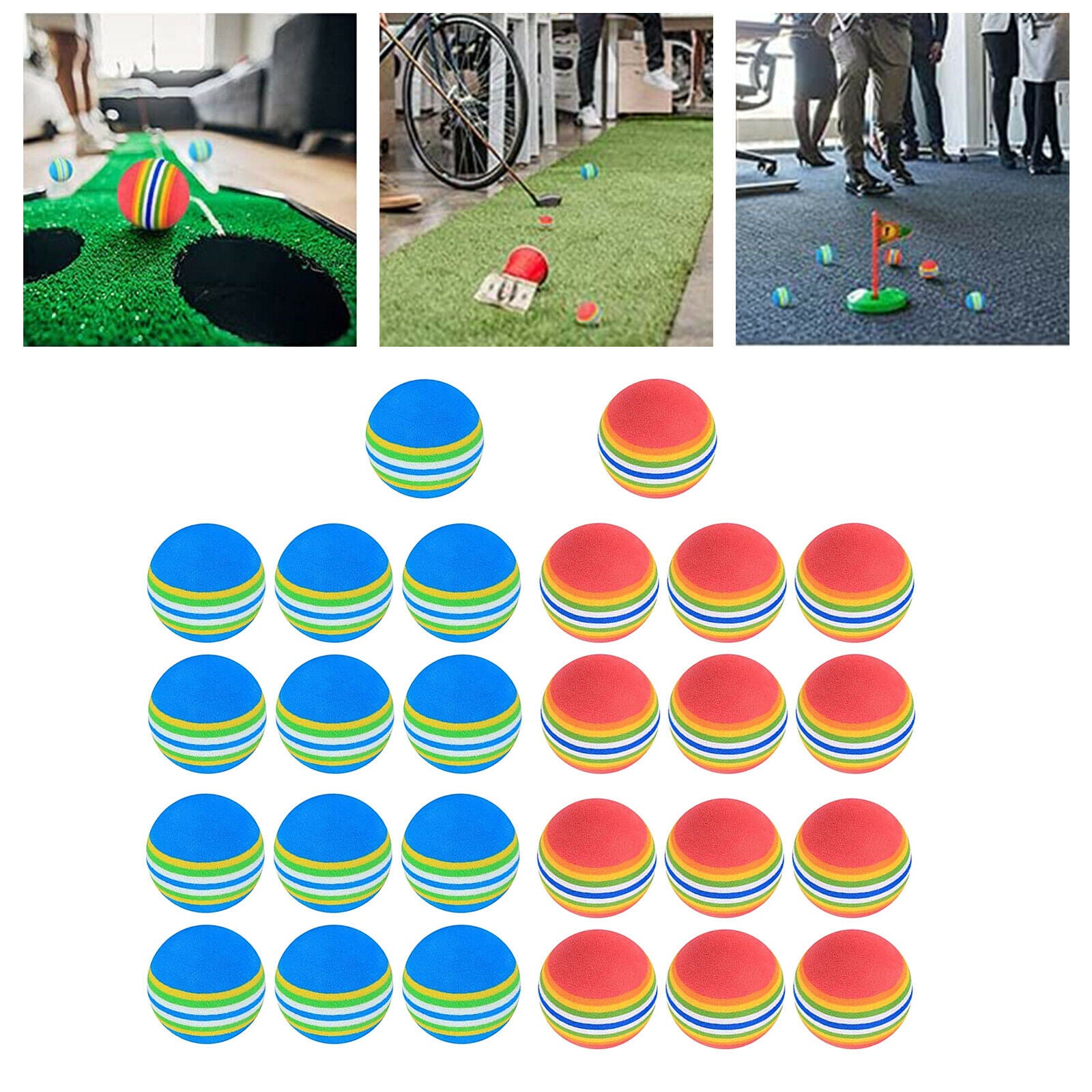 26Pcs Golf Foam Ball Rainbow Indoor Outdoor Sponge Balls Swings Driving Pets