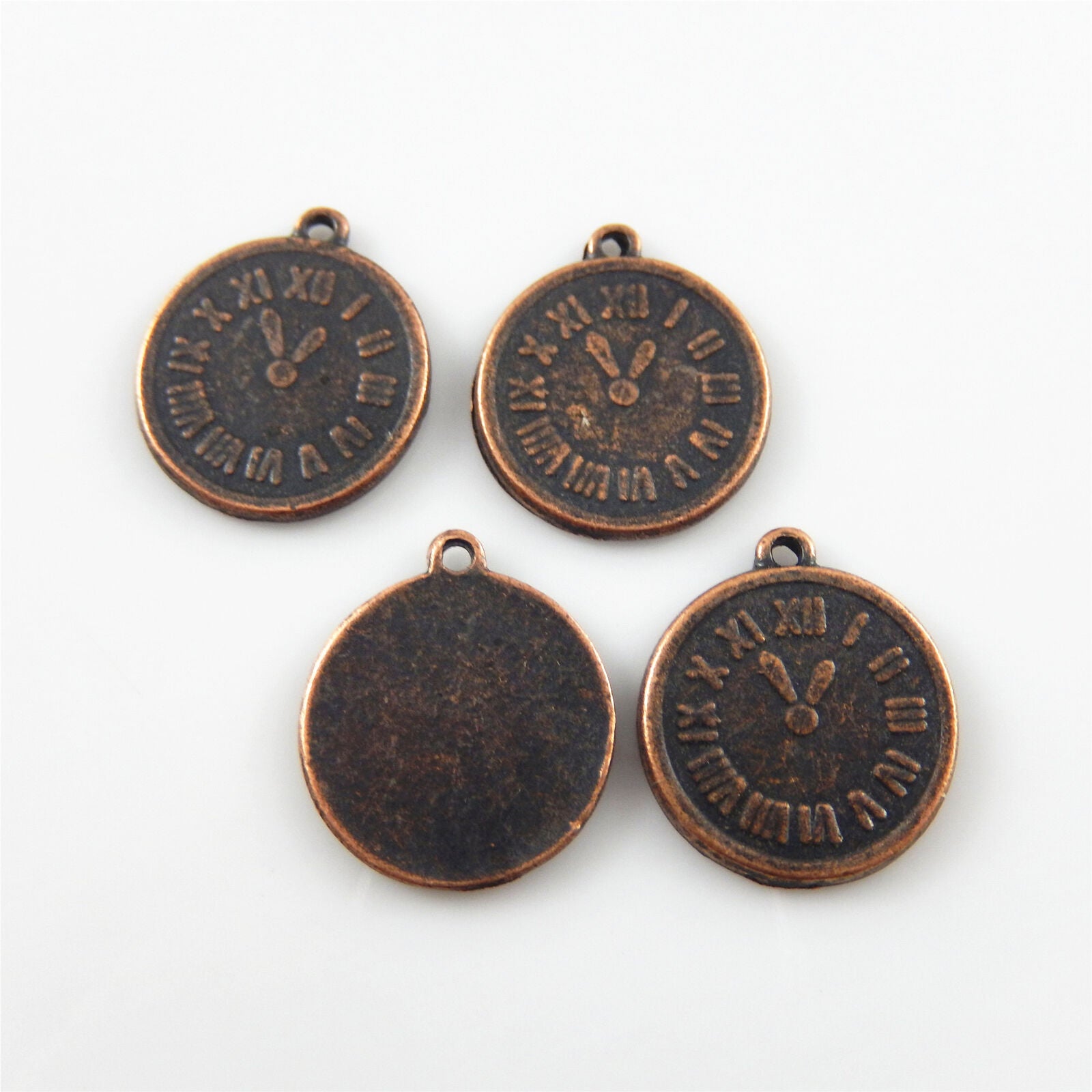 25 pcs Copper Red Color Clock Shaped Pendant Charm 11mm Jewelry Accessories DIY