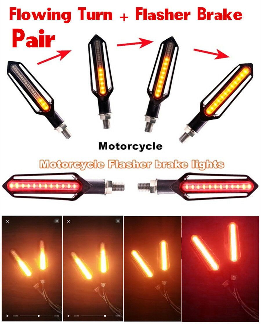 4X Front DRL Rear Tailight Flasher Strobe Dual colors DRL Brake Flowing Lights