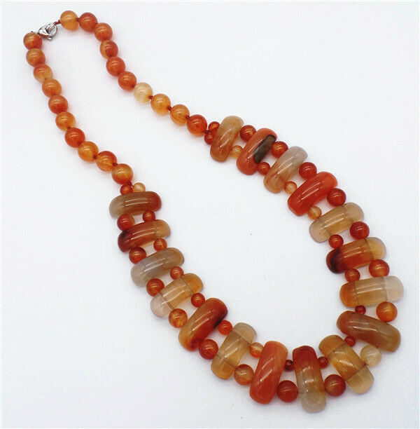 1 Strand 25x10x8mm Bohemian Red Agate Handmade Rectangle Beads Necklace HH7346