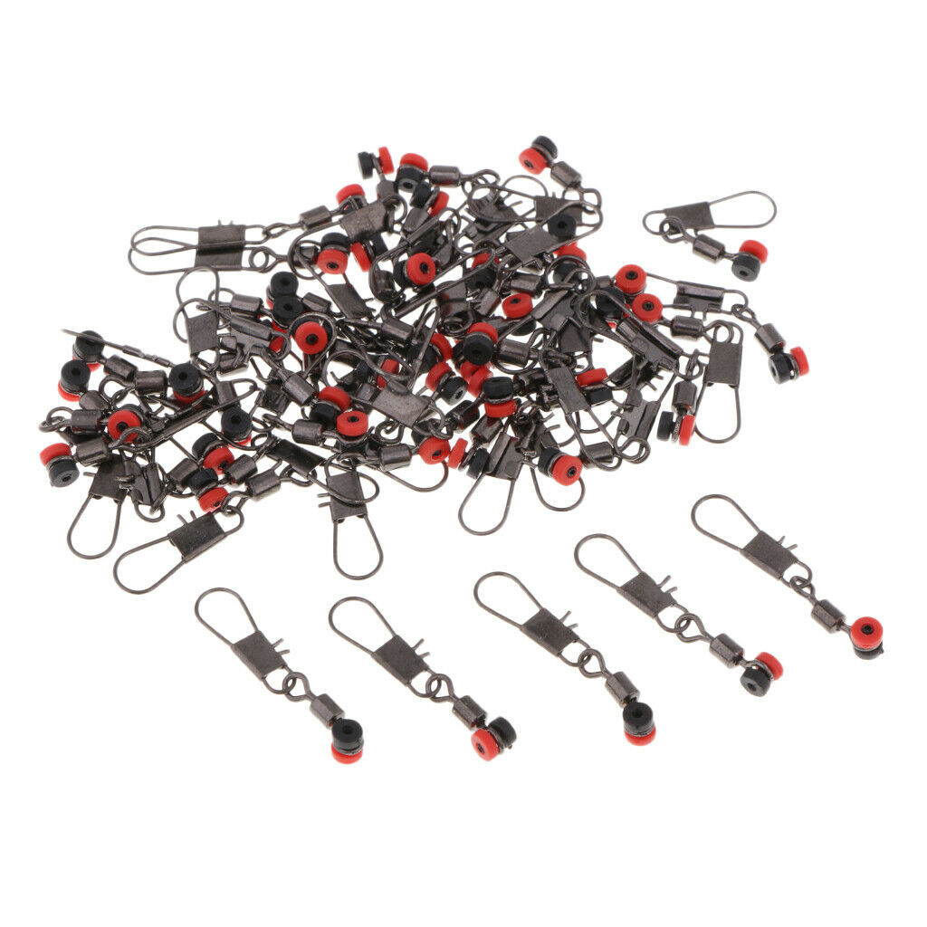 50 Pieces Fishing Barrel Rolling Swivels with Interlock Snaps Connectors S