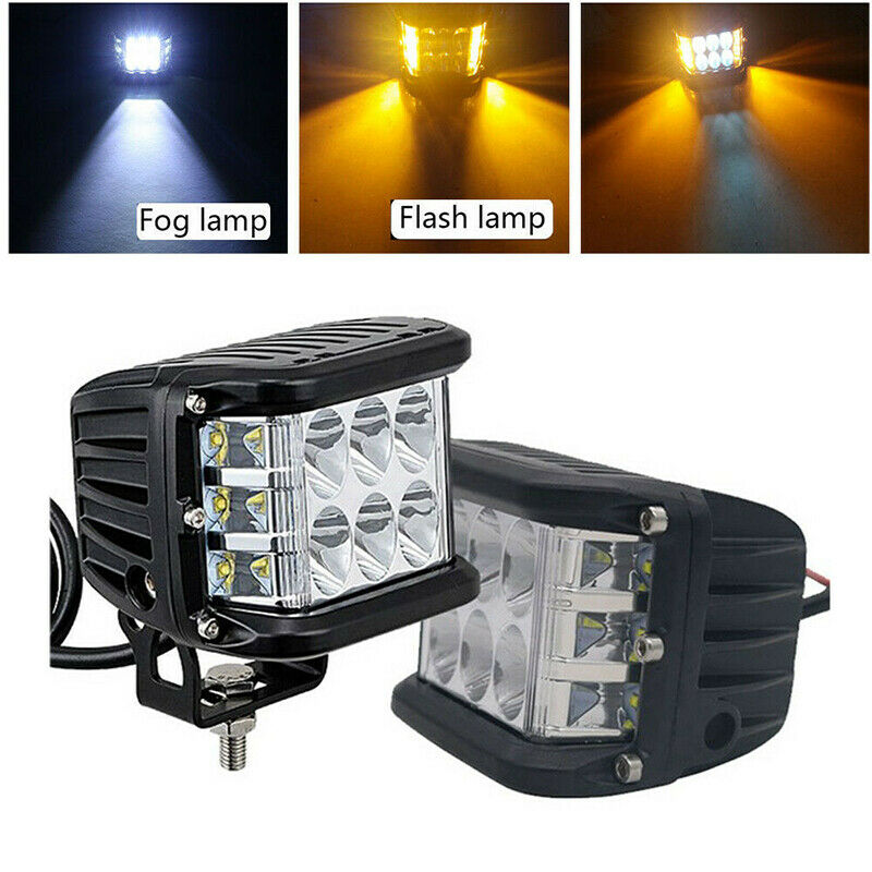 4Inch Work Side Shooter LED Light Bar Combo Pod White & Amber Strobe Lamp SU Kt