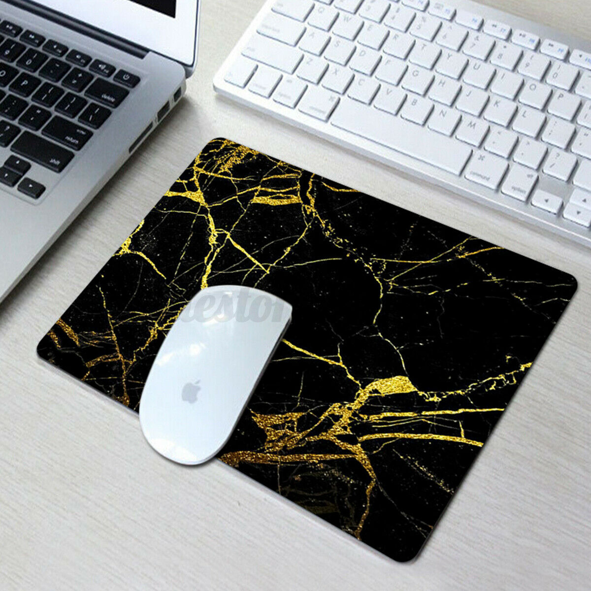 Black Marble Pattern Mouse Pads Anti-slip Rubber Gaming Mouse Pad 21*26cm