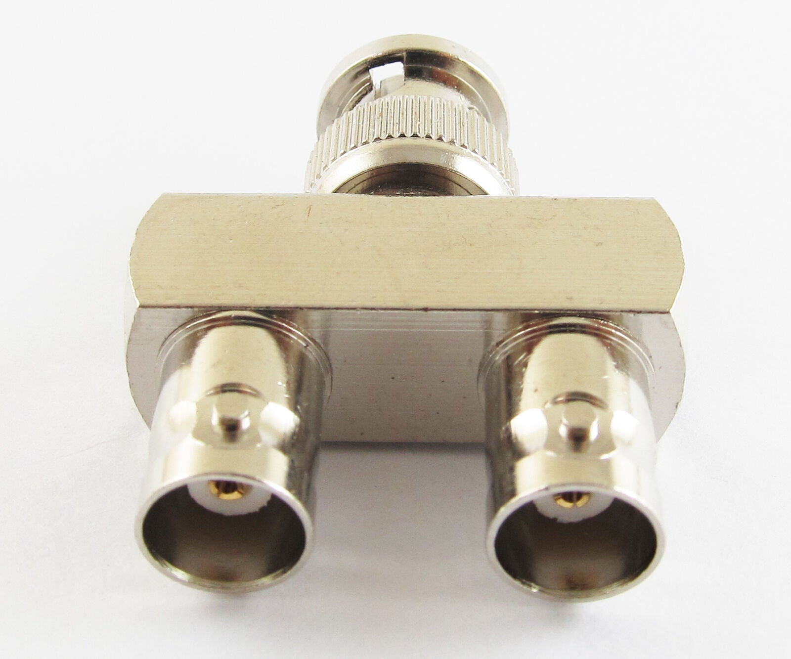 1pc Brass BNC Plug Male to 2 Female Jack 3 Way RF Adapter Connector For CCTV