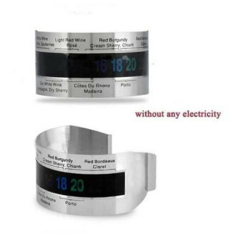 1pc Stainless Steel Bottle Wine Thermometer LCD Display Checker Bracel.l8