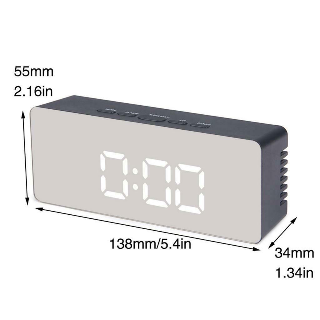 Digital Electronic Alarm Clock Indoor Temperature Display 12H/24H Black