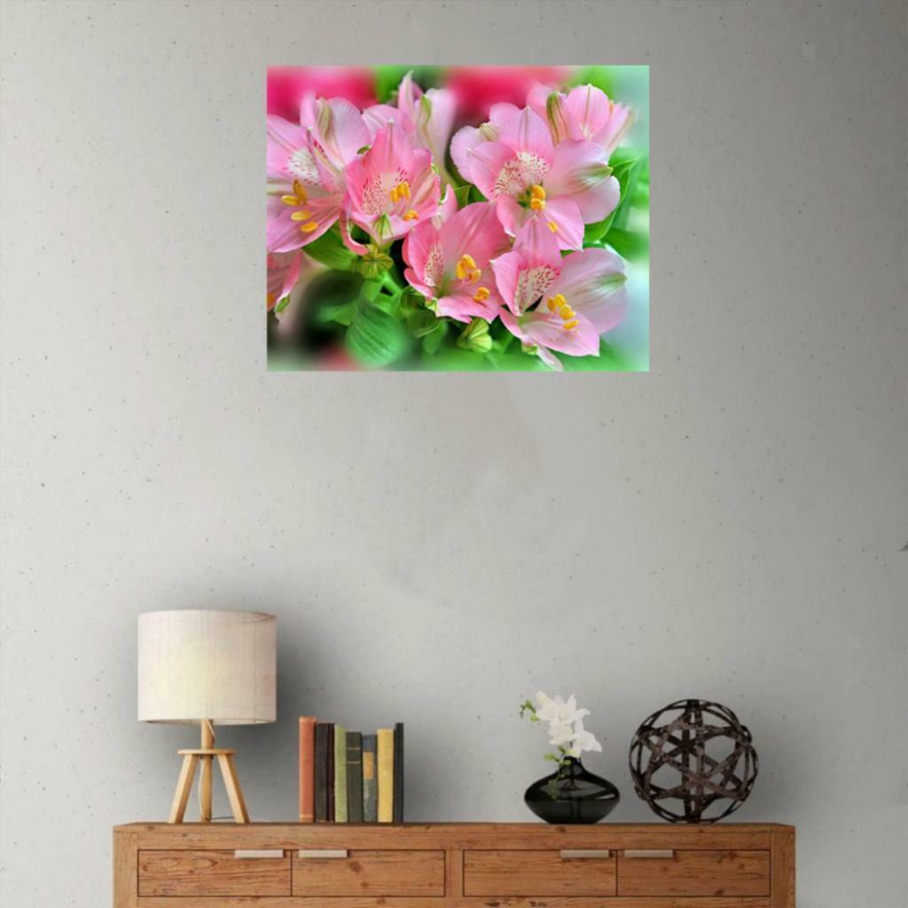 Pink Flowers DIY 5D Diamond Painting Embroidery Cross Stitch Kit Home Decor