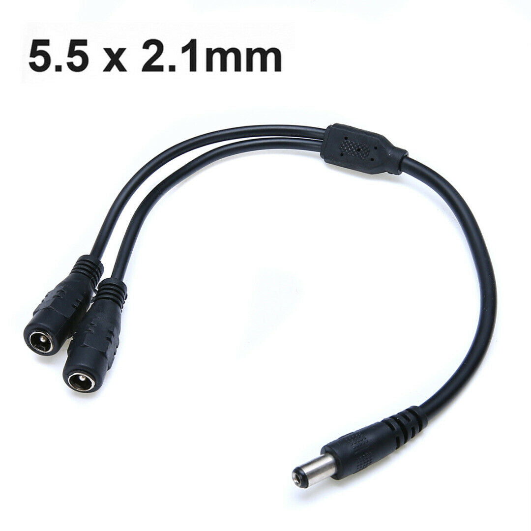 For CCTV Power 5.5x2.1mm 1Male Plug To 2 Female Jack Cable Cord Splitter Adapter
