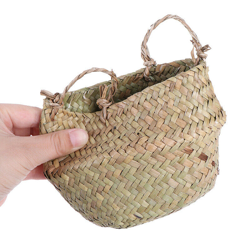 Storage Basket Rattan Straw Basket Wicker Folding Flower  Pot Flower Bask.l8