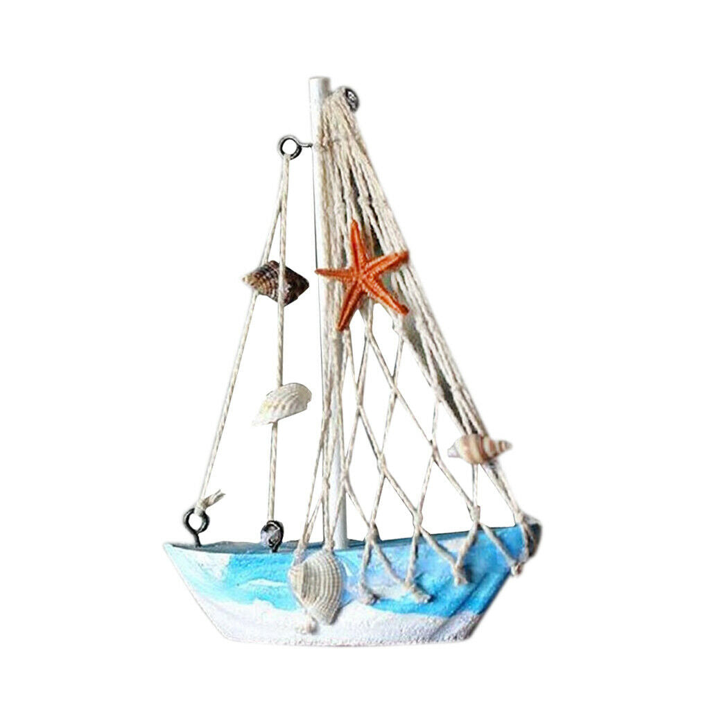 3 Pcs Table Ornament Fishing Net Sailing Boat Aquarium Marine Nautical Art