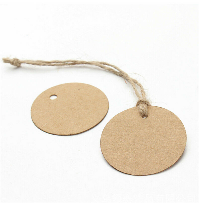 100pcs Round Brown Tags Price Blank Label Luggage Hang Paper Kraft J.l8