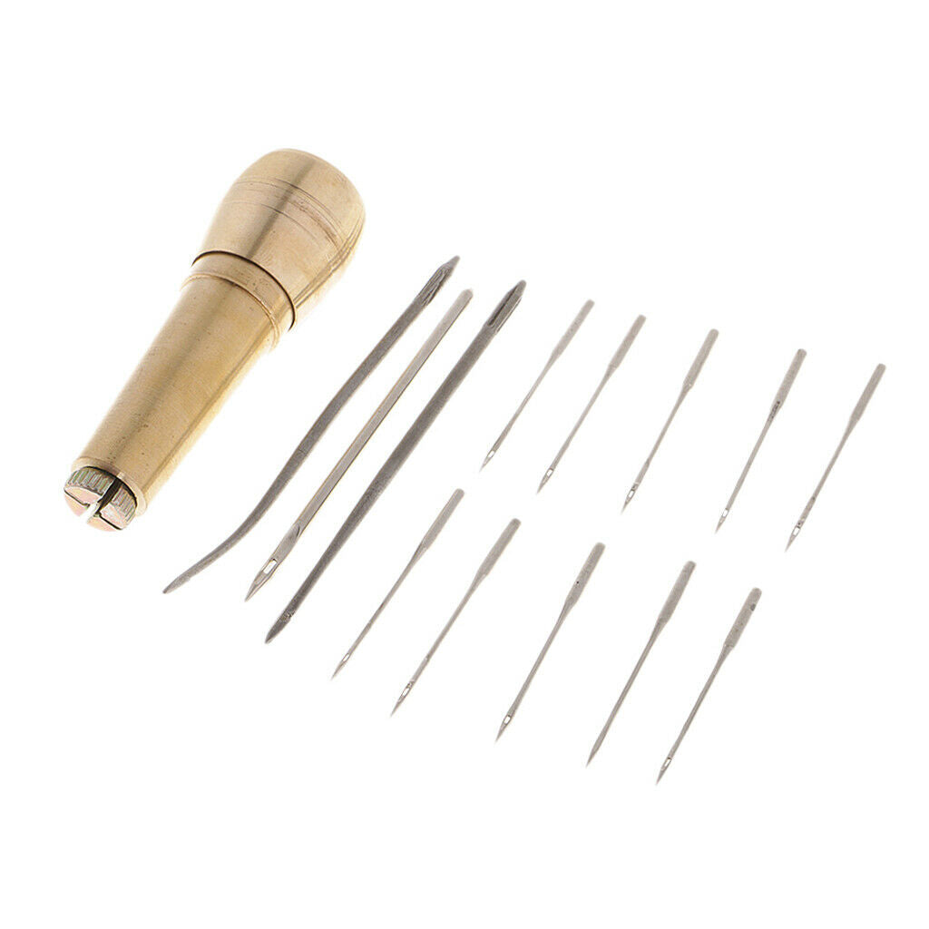 14pcs/set Leathercraft Copper Handle Sewing Awl Set Leather Fabric Tent