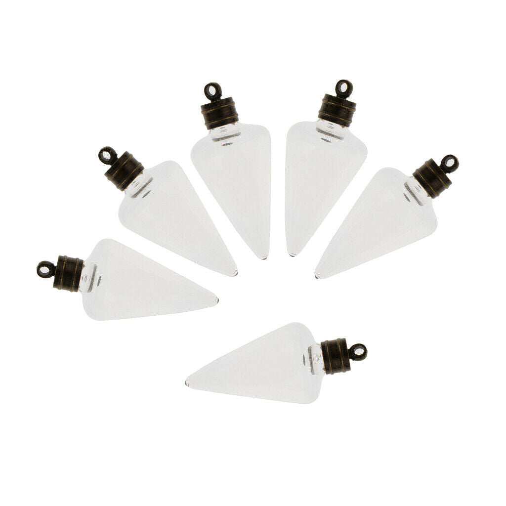 6x Clear Empty Wishing Bottles Vial Necklace Pendant Glass Handcraft Charms